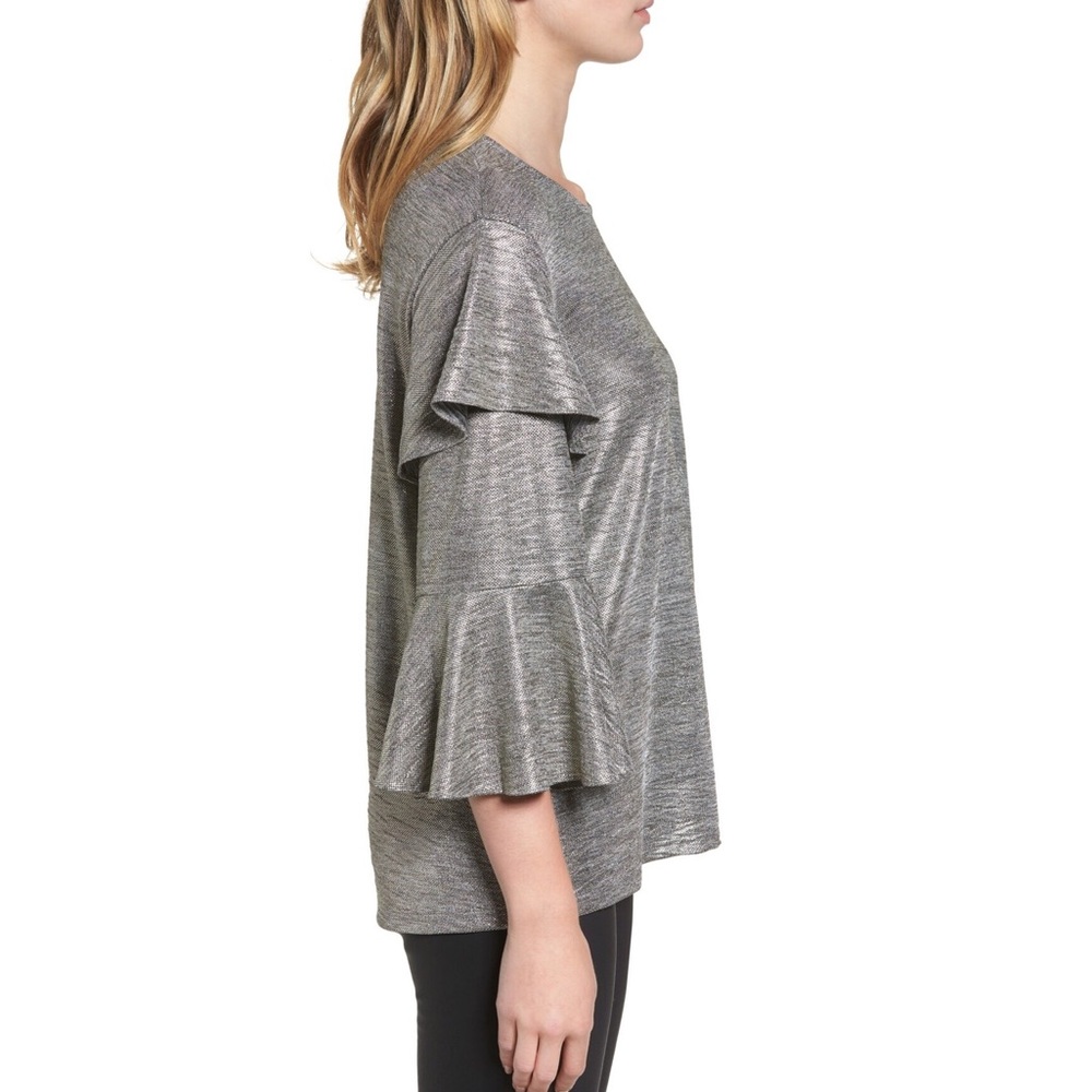NEW Bardot Metallic Ruffle Sleeve Top - Picture 5 of 5